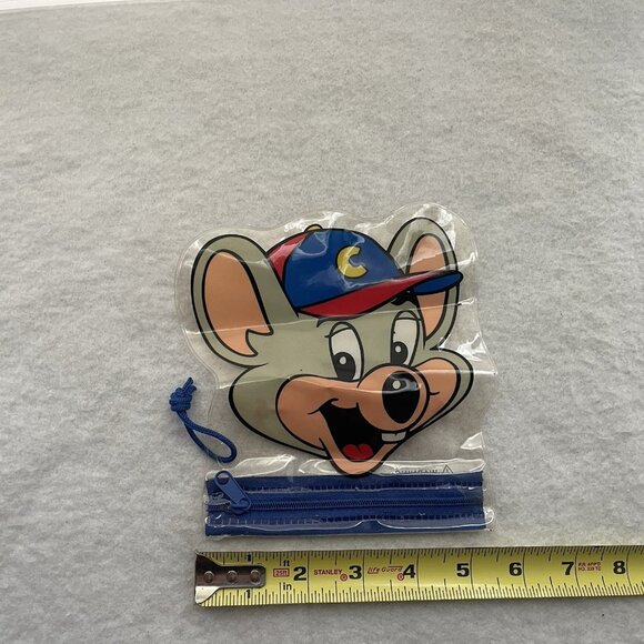 Chuck E Cheese Plastic Zip Up Pouch Bag With Tickets Blue Face 2000’s - Picture 13 of 15